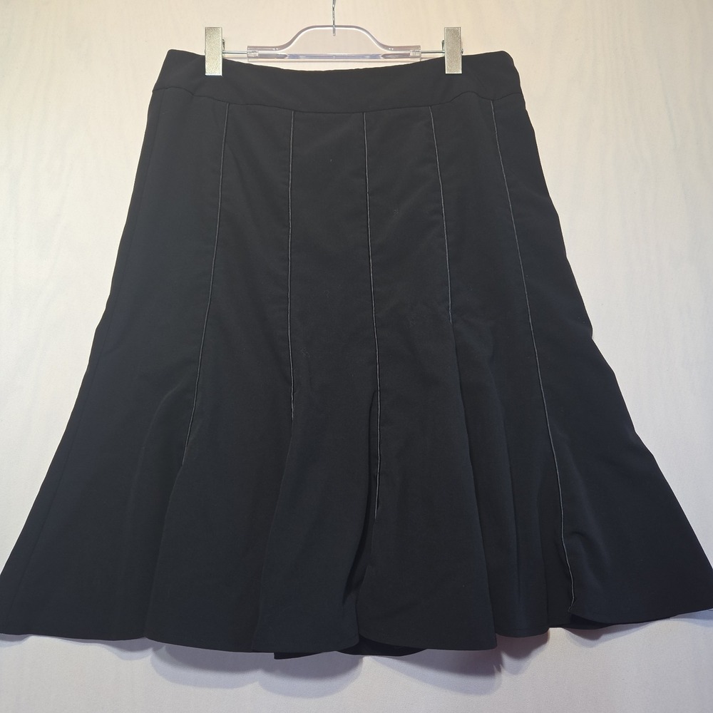 Sharagano Studio Black A-Line Flared Skirt Women's Size 12 Side Zip Stretch